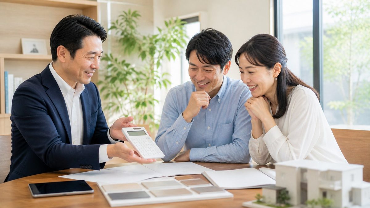 お客様夫婦に明朗なシミュレーションを提示するワイユーの担当者