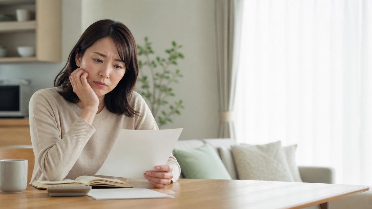 電気代の請求書を見て困っている女性
